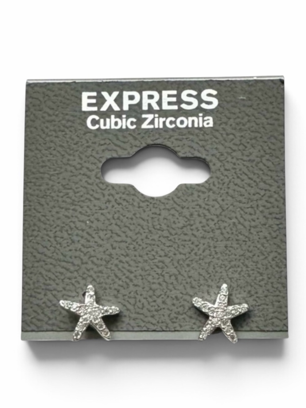 Express Silver Cubic Zirconia Starfish Stud Earrings